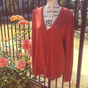 Eddie Bauer Heathered Orange Cardigan Size L NWT